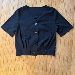 SHEIN Black Short Sleeve Button-Down Top